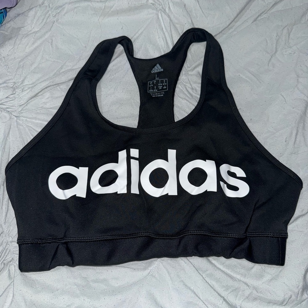 adidas Black and White Logo Sports bra
